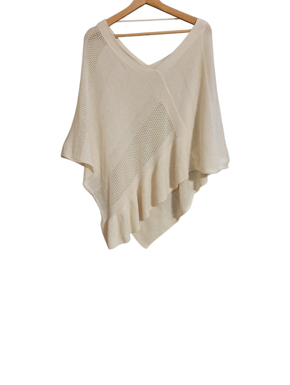 Anthropologie White Knit Poncho Top - Picture 2 of 9